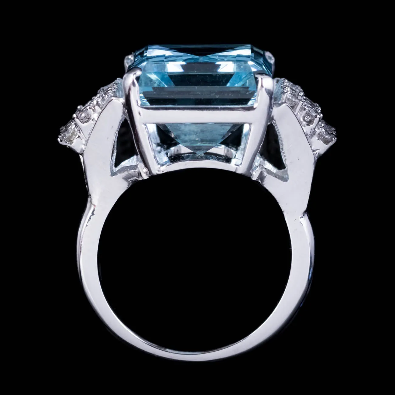 Vintage Aquamarine Diamond Cocktail Ring 15ct Aqua