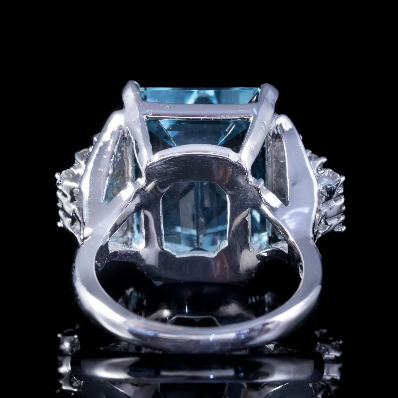 Vintage Aquamarine Diamond Cocktail Ring 15ct Aqua