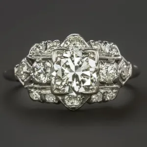 VINTAGE DIAMOND PLATINUM COCKTAIL RING CERTIFIED F-G VS1 1.45ct RETRO ESTATE 1ct