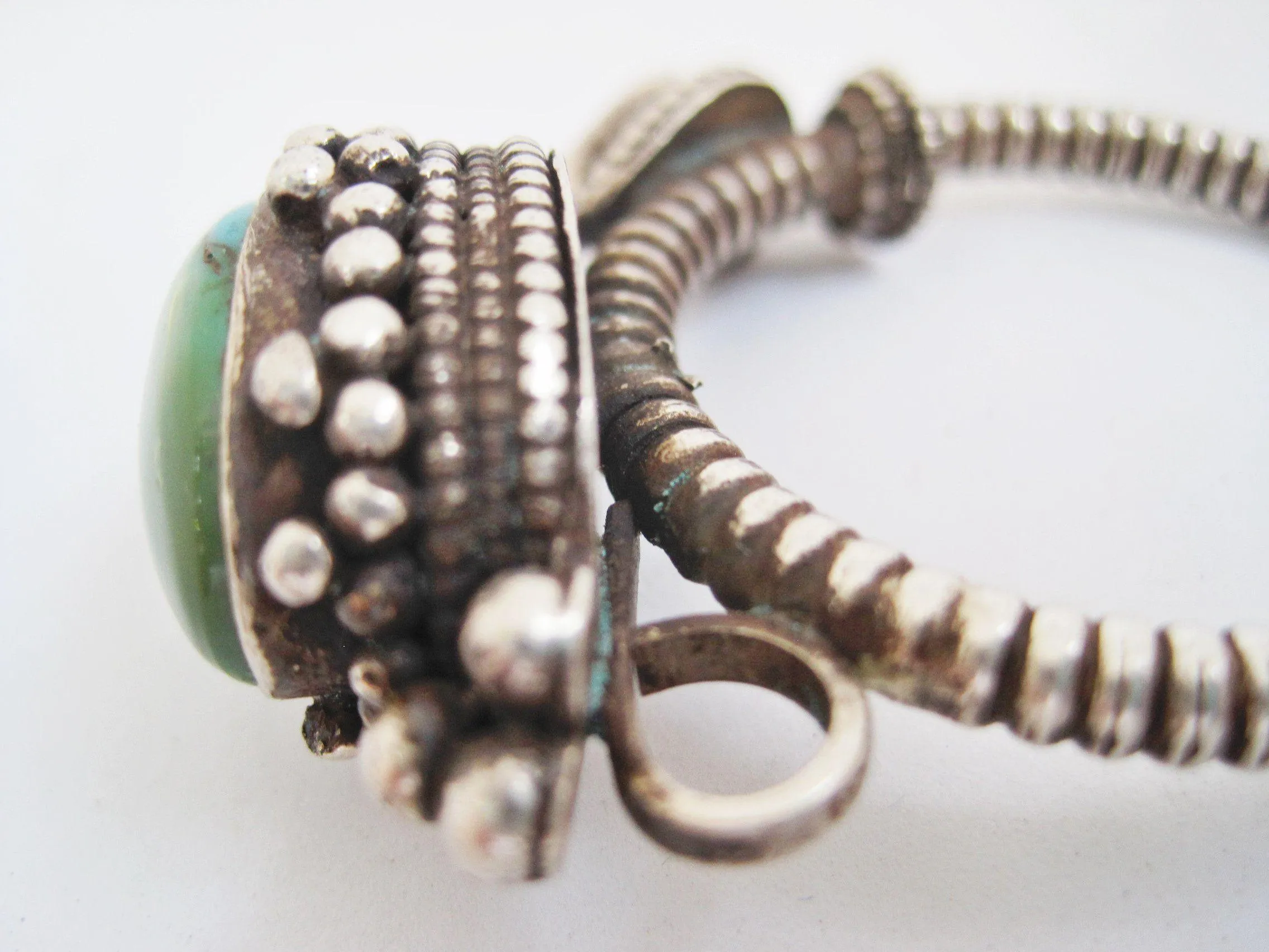 Vintage Silver and Turquoise Tibetan Single Earring