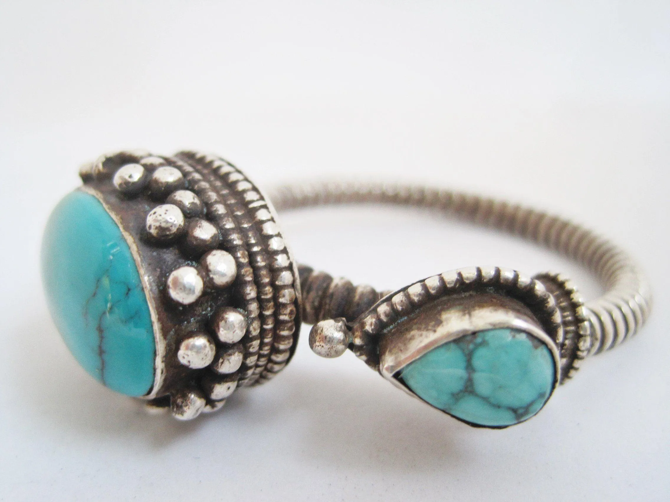 Vintage Silver and Turquoise Tibetan Single Earring