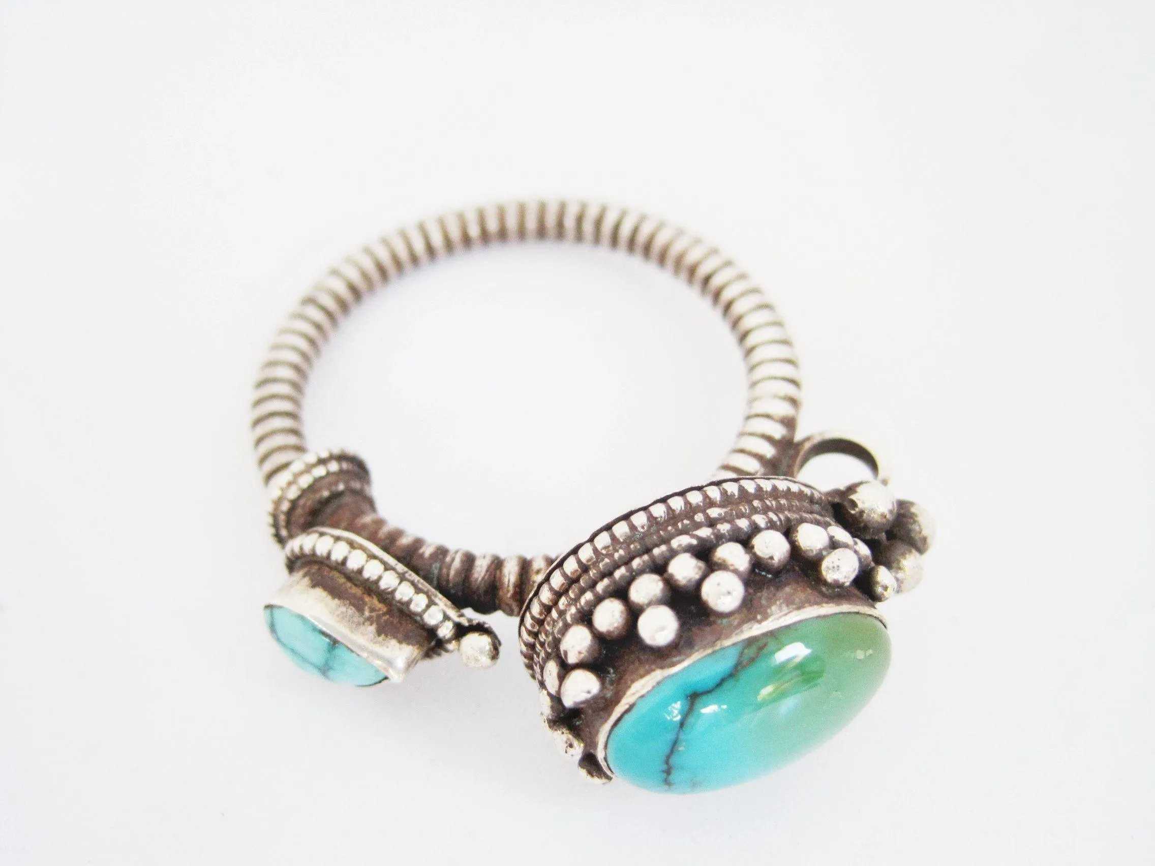 Vintage Silver and Turquoise Tibetan Single Earring