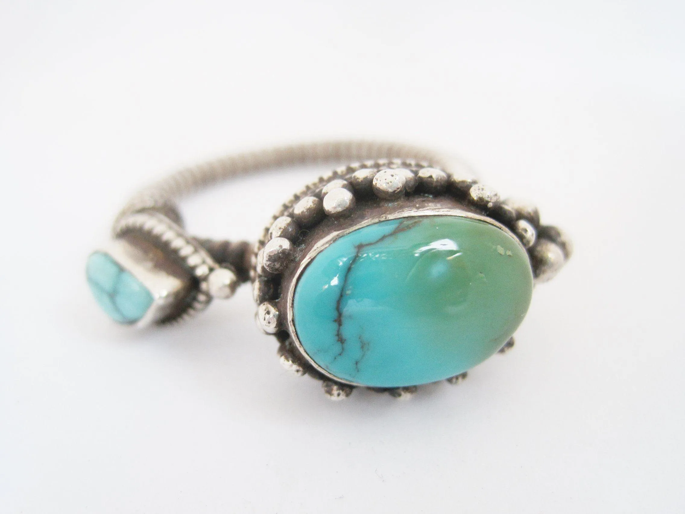 Vintage Silver and Turquoise Tibetan Single Earring