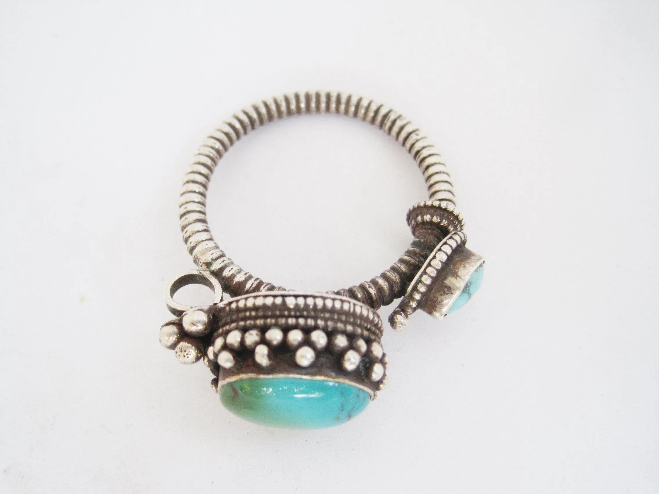 Vintage Silver and Turquoise Tibetan Single Earring