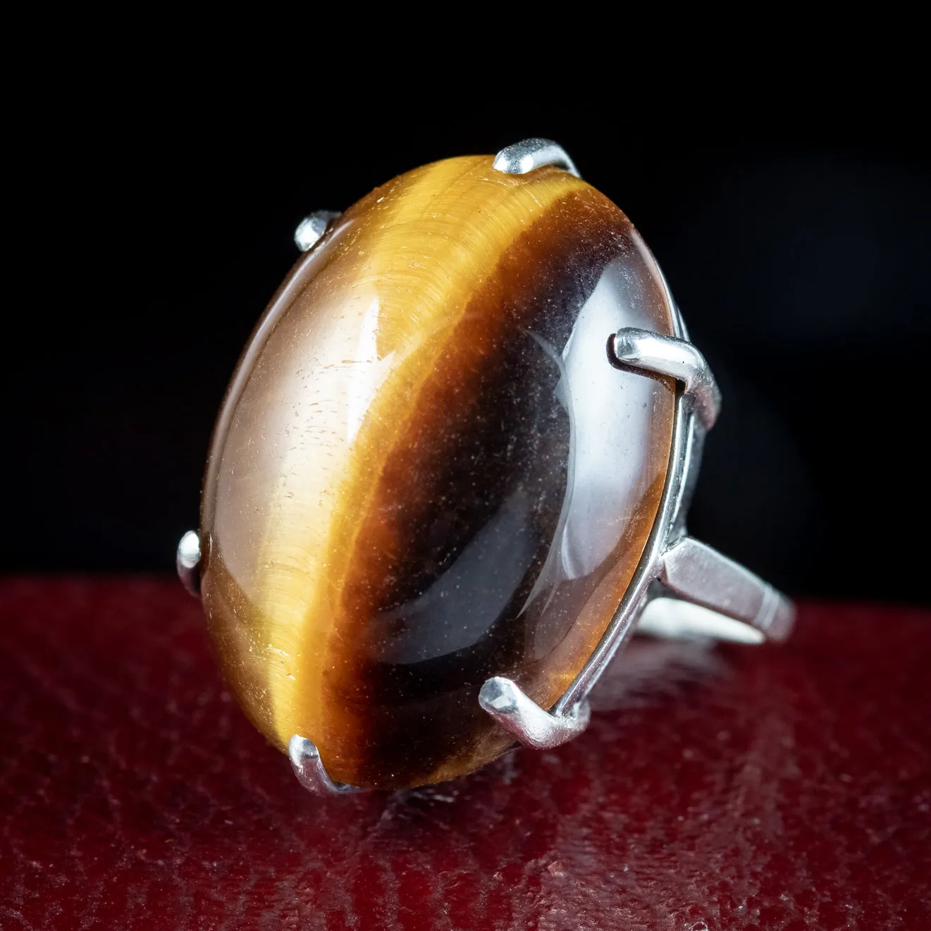 Vintage Tigers Eye Cocktail Ring 20ct Stone