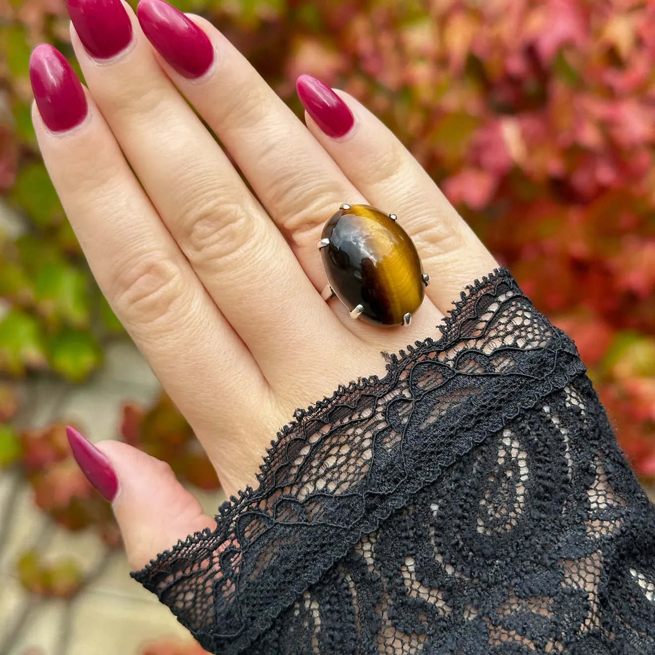 Vintage Tigers Eye Cocktail Ring 20ct Stone