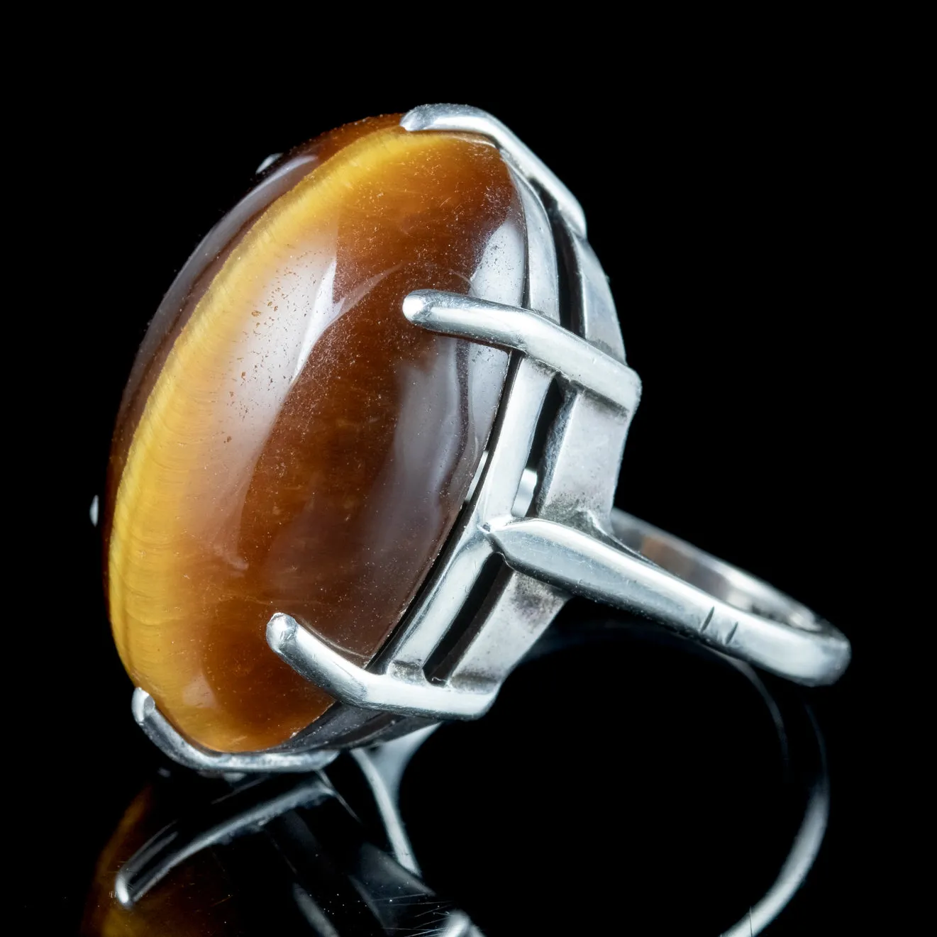 Vintage Tigers Eye Cocktail Ring 20ct Stone