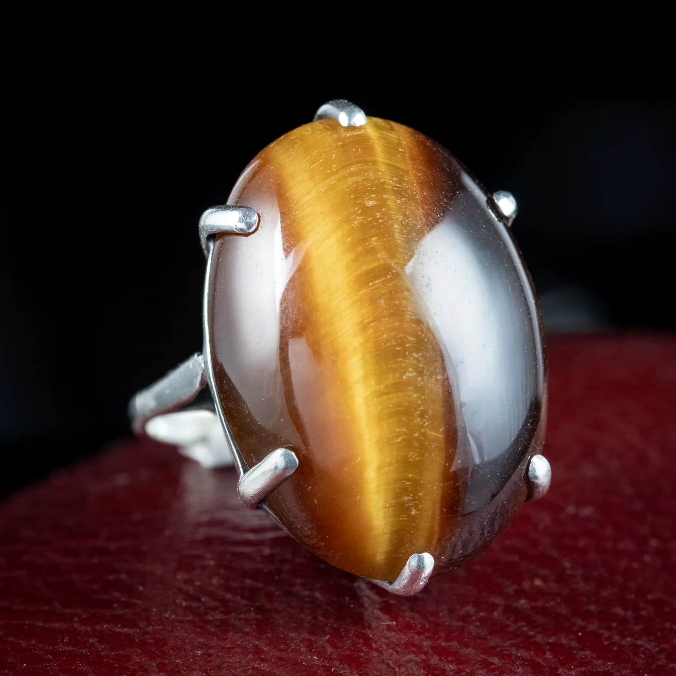 Vintage Tigers Eye Cocktail Ring 20ct Stone