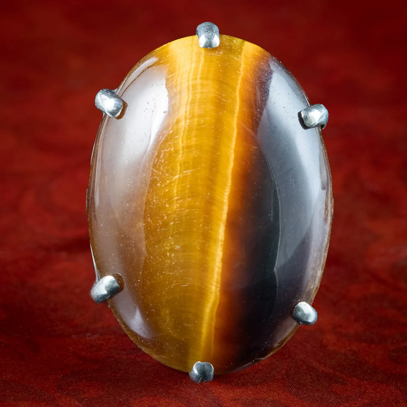 Vintage Tigers Eye Cocktail Ring 20ct Stone