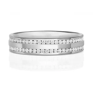 Wedding Band 9ct White Gold Diamond Wedding 2 Row Full Set 4.5mm Ring RD735W