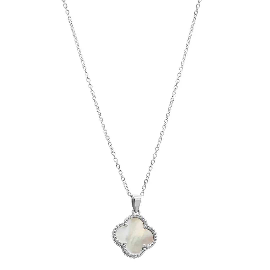 White Mother of Pearl Flower Necklace