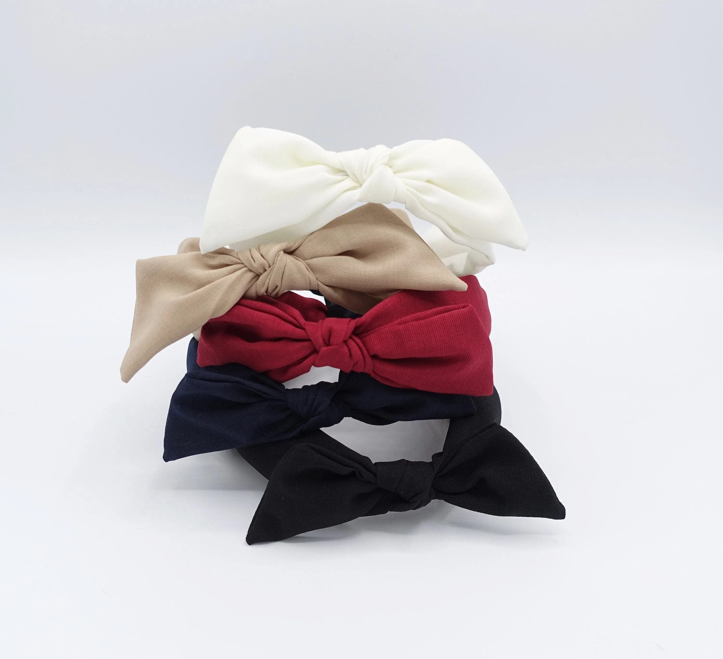 wired hair bow solid color headband casual adjustable bow hairband woman hair accessory