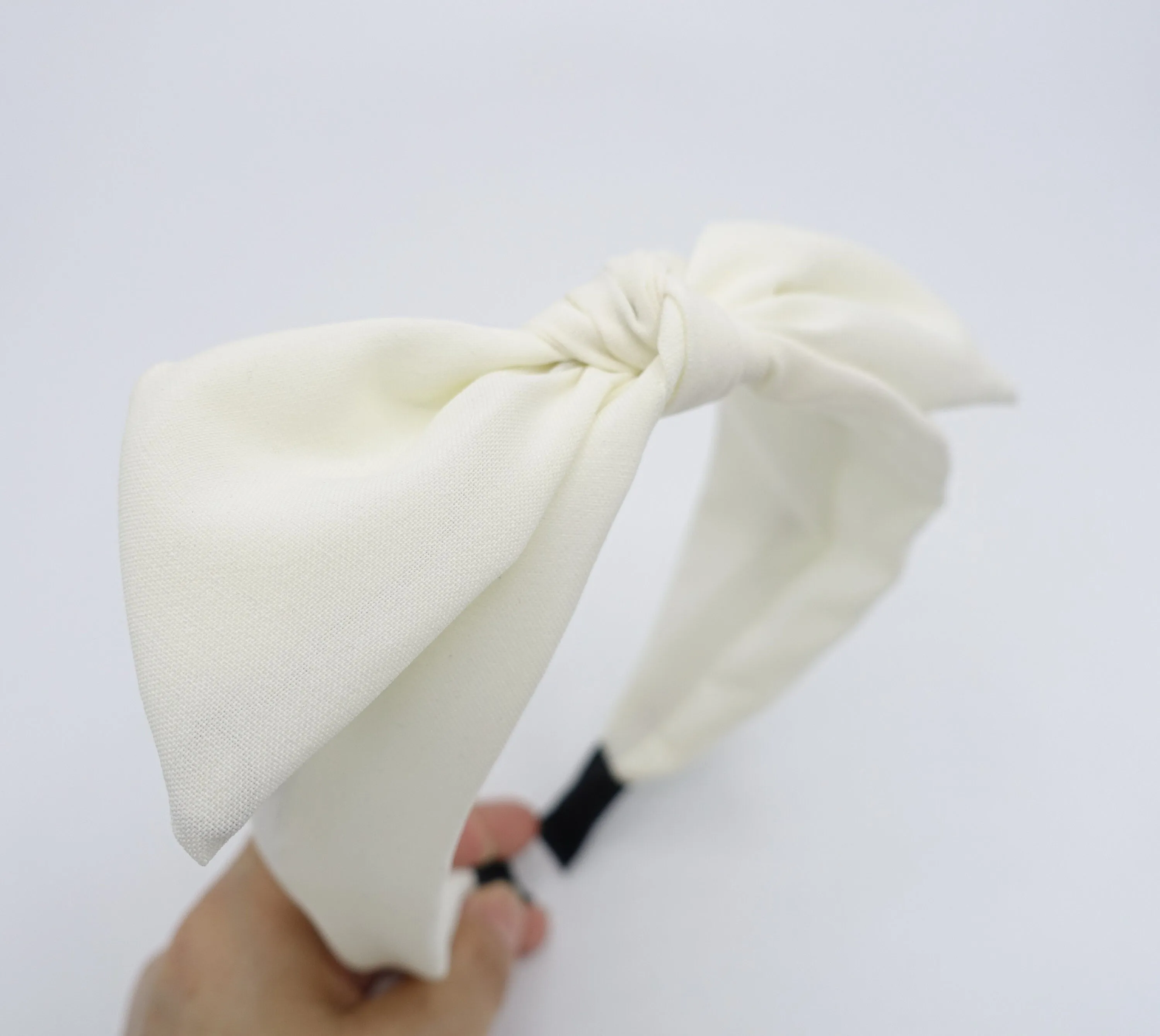 wired hair bow solid color headband casual adjustable bow hairband woman hair accessory