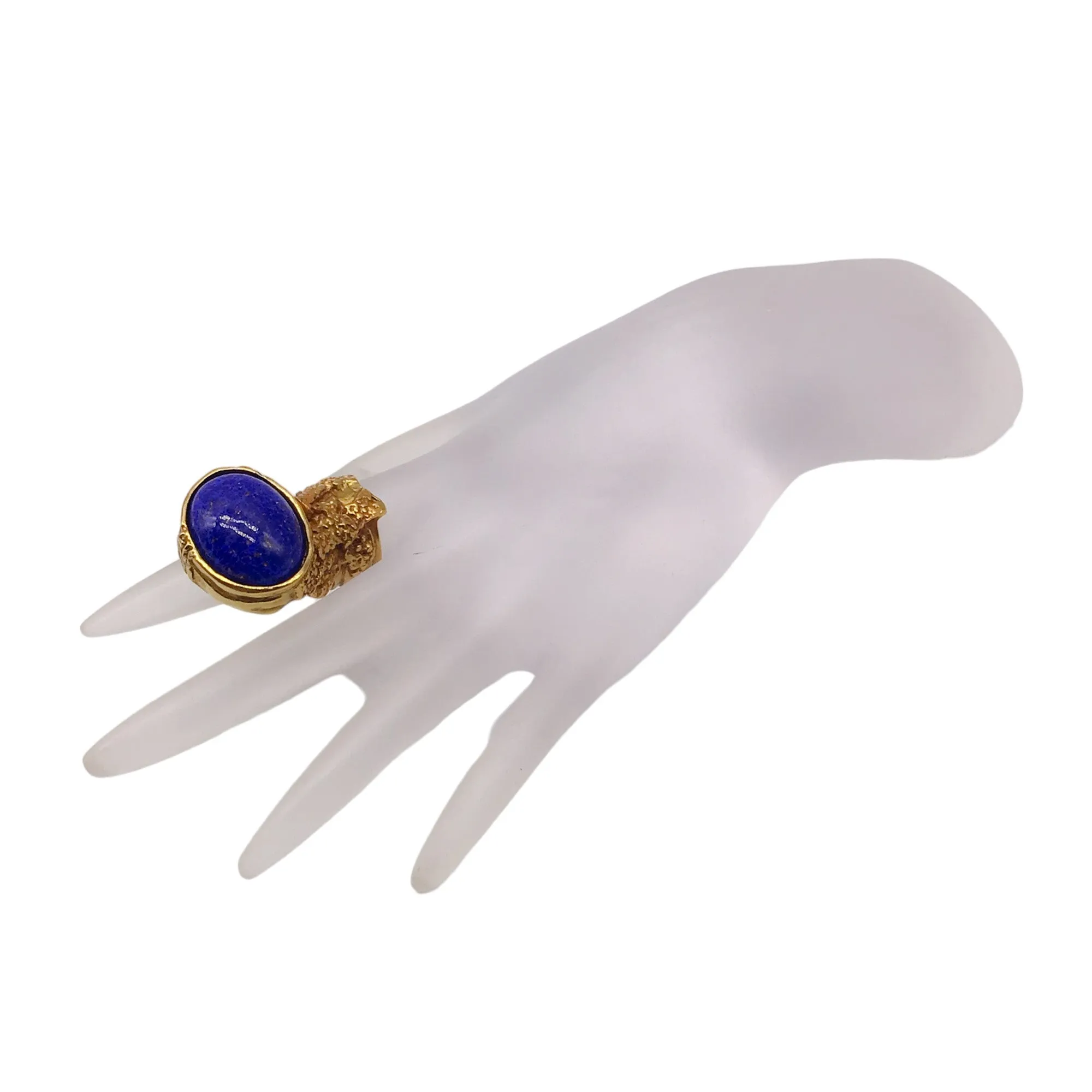 Yves Saint Laurent Blue Stone / Gold Plated Arty Cocktail Ring